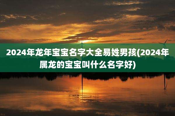 2024年龙年宝宝名字大全易姓男孩(2024年属龙的宝宝叫什么名字好)