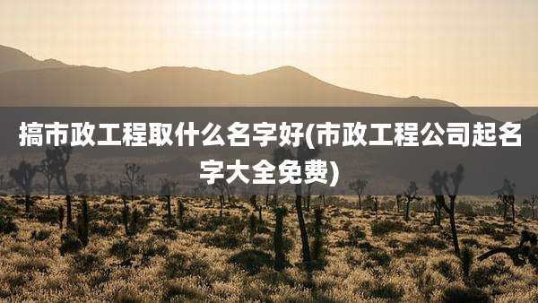 搞市政工程取什么名字好(市政工程公司起名字大全免费)