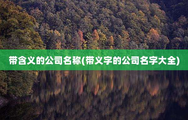 带含义的公司名称(带义字的公司名字大全)