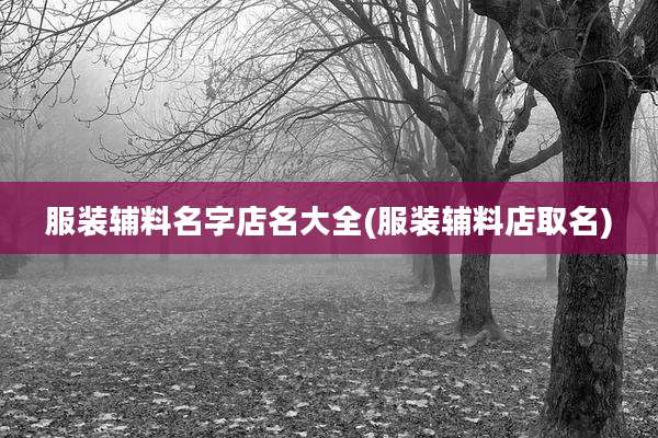 服装辅料名字店名大全(服装辅料店取名)