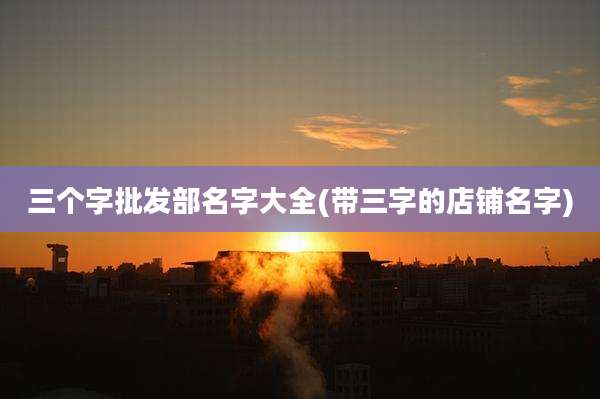 三个字批发部名字大全(带三字的店铺名字)