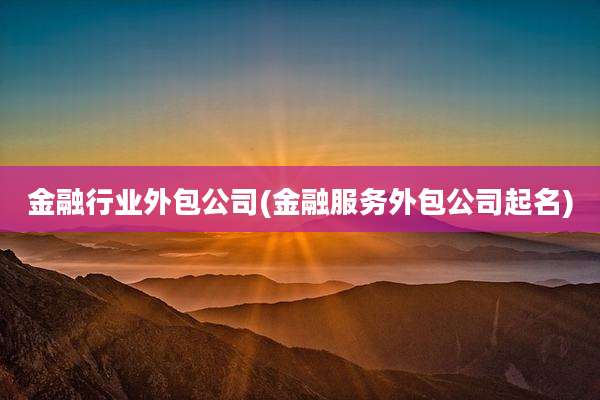 金融行业外包公司(金融服务外包公司起名)