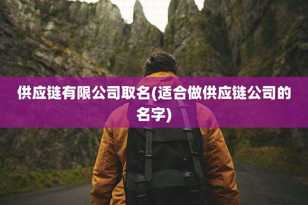 供应链有限公司取名(适合做供应链公司的名字)
