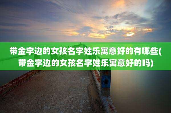 带金字边的女孩名字姓乐寓意好的有哪些(带金字边的女孩名字姓乐寓意好的吗)