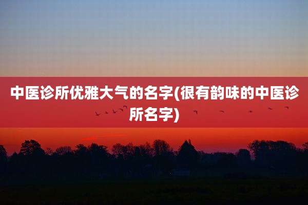 中医诊所优雅大气的名字(很有韵味的中医诊所名字)