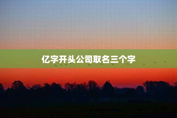 亿字开头公司取名三个字