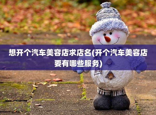 想开个汽车美容店求店名(开个汽车美容店要有哪些服务)