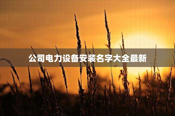 公司电力设备安装名字大全最新