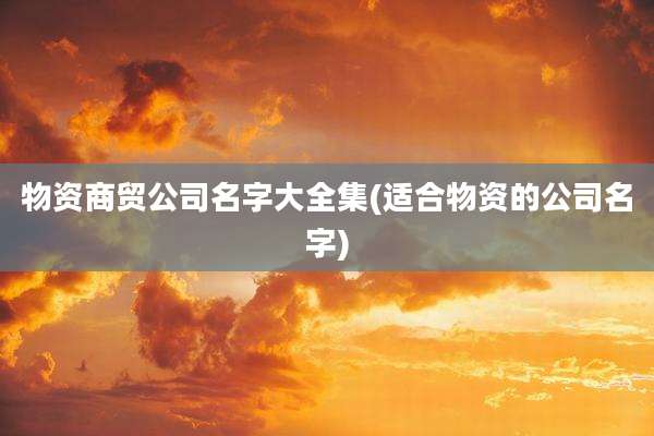 物资商贸公司名字大全集(适合物资的公司名字)