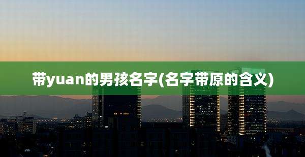 带yuan的男孩名字(名字带原的含义)