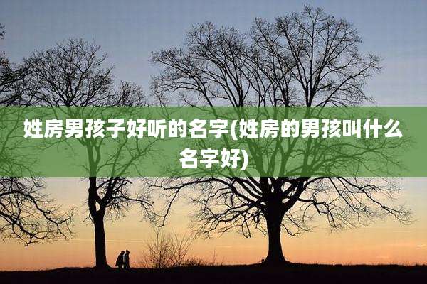 姓房男孩子好听的名字(姓房的男孩叫什么名字好)