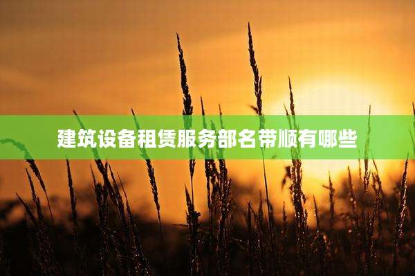 建筑设备租赁服务部名带顺有哪些