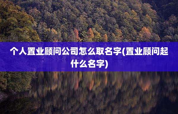 个人置业顾问公司怎么取名字(置业顾问起什么名字)
