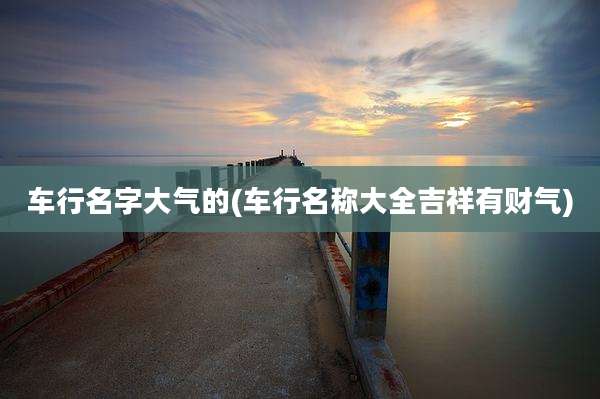 车行名字大气的(车行名称大全吉祥有财气)