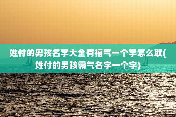 姓付的男孩名字大全有福气一个字怎么取(姓付的男孩霸气名字一个字)