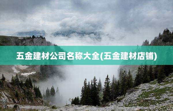 五金建材公司名称大全(五金建材店铺)