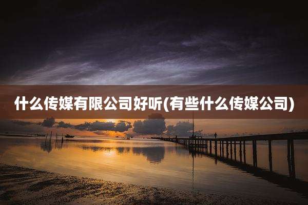 什么传媒有限公司好听(有些什么传媒公司)