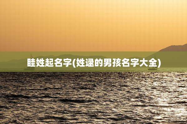 眭姓起名字(姓逯的男孩名字大全)