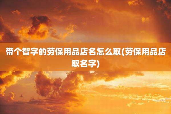 带个智字的劳保用品店名怎么取(劳保用品店取名字)