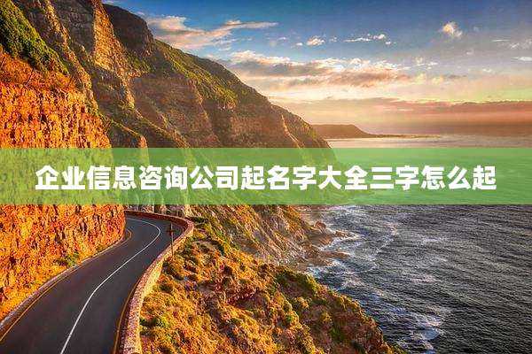 企业信息咨询公司起名字大全三字怎么起