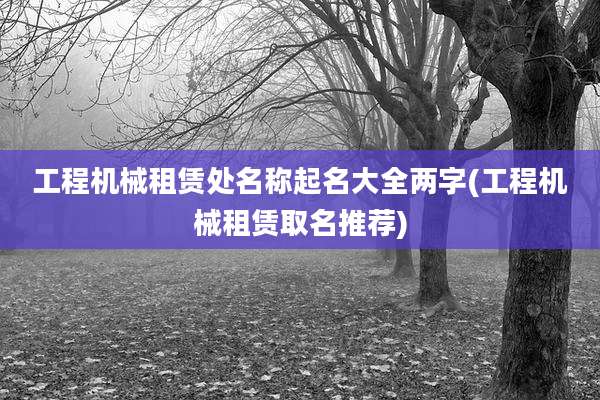 工程机械租赁处名称起名大全两字(工程机械租赁取名推荐)
