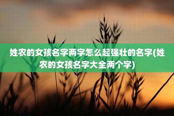 姓农的女孩名字两字怎么起强壮的名字(姓农的女孩名字大全两个字)
