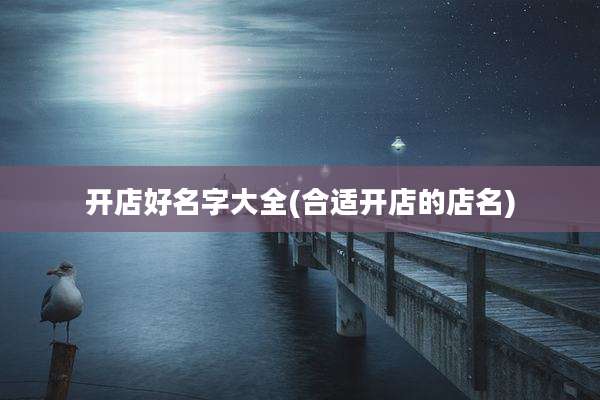 开店好名字大全(合适开店的店名)