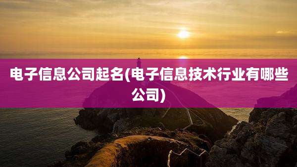 电子信息公司起名(电子信息技术行业有哪些公司)