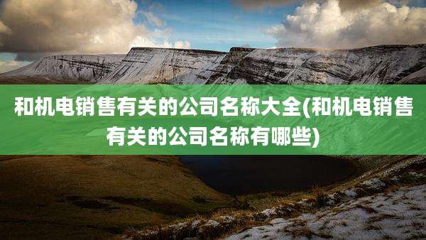 和机电销售有关的公司名称大全(和机电销售有关的公司名称有哪些)