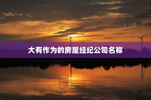 大有作为的房屋经纪公司名称