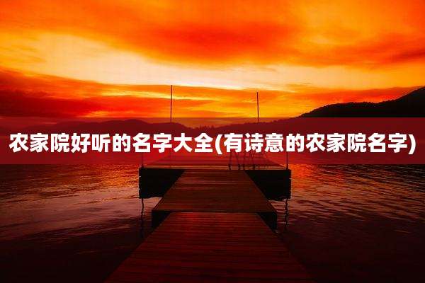 农家院好听的名字大全(有诗意的农家院名字)