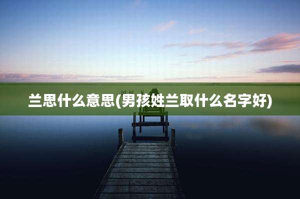 兰思什么意思(男孩姓兰取什么名字好)