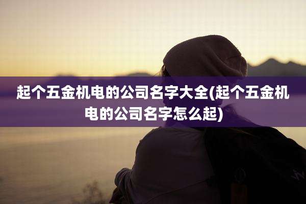 起个五金机电的公司名字大全(起个五金机电的公司名字怎么起)