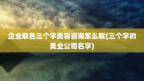 企业取名三个字美容咨询怎么取(三个字的美业公司名字)