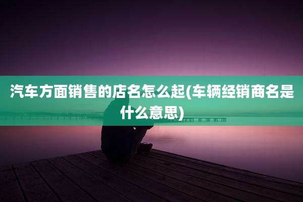 汽车方面销售的店名怎么起(车辆经销商名是什么意思)