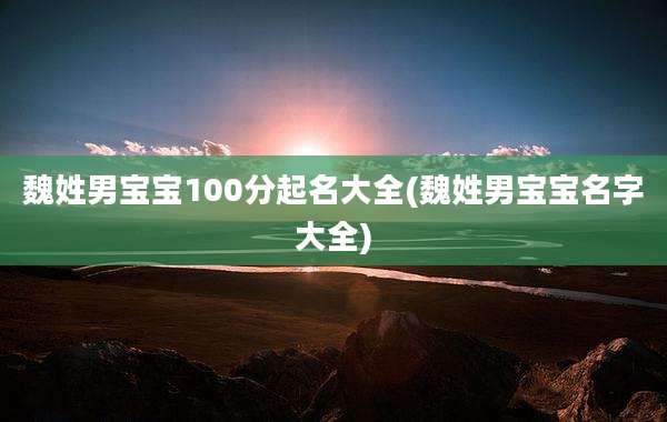 魏姓男宝宝100分起名大全(魏姓男宝宝名字大全)
