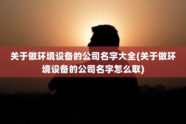 关于做环境设备的公司名字大全(关于做环境设备的公司名字怎么取)