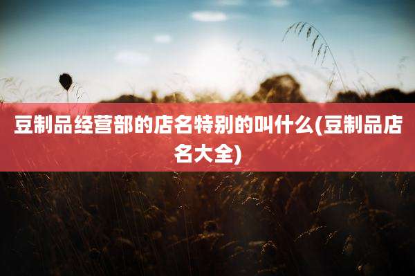 豆制品经营部的店名特别的叫什么(豆制品店名大全)