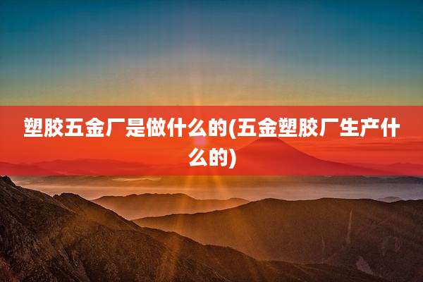 塑胶五金厂是做什么的(五金塑胶厂生产什么的)