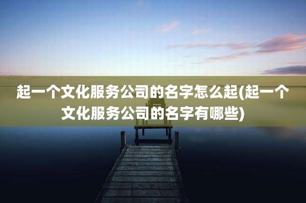 起一个文化服务公司的名字怎么起(起一个文化服务公司的名字有哪些)
