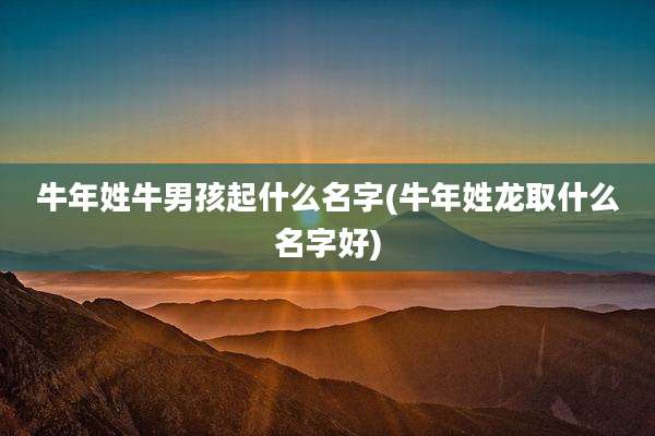 牛年姓牛男孩起什么名字(牛年姓龙取什么名字好)