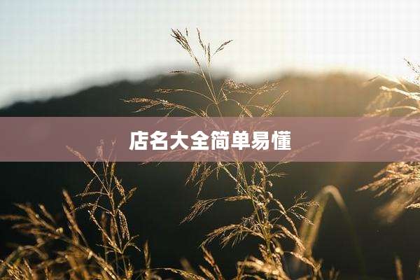 店名大全简单易懂