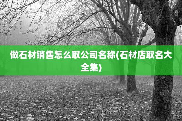 做石材销售怎么取公司名称(石材店取名大全集)