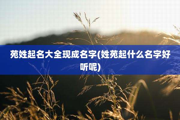 苑姓起名大全现成名字(姓苑起什么名字好听呢)