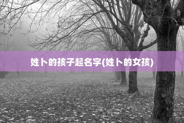 姓卜的孩子起名字(姓卜的女孩)