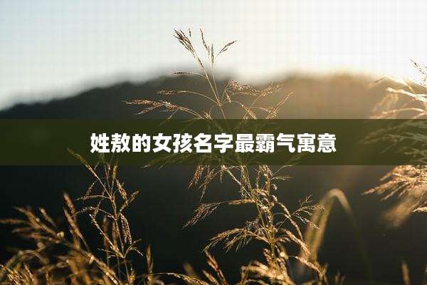 姓敖的女孩名字最霸气寓意