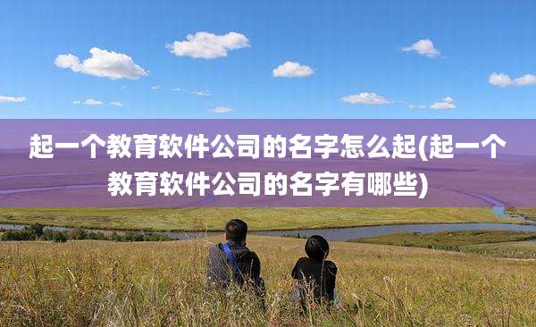起一个教育软件公司的名字怎么起(起一个教育软件公司的名字有哪些)