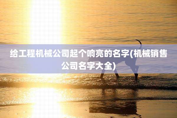 给工程机械公司起个响亮的名字(机械销售公司名字大全)