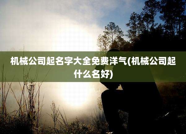 机械公司起名字大全免费洋气(机械公司起什么名好)