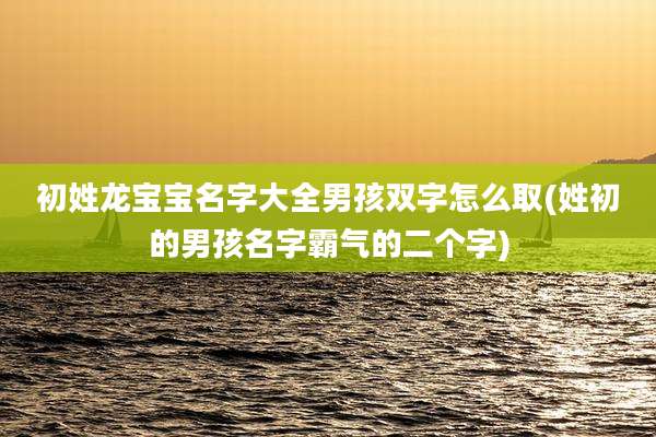 初姓龙宝宝名字大全男孩双字怎么取(姓初的男孩名字霸气的二个字)